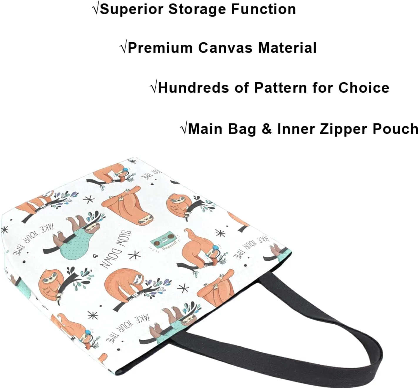 ZZKKO Canvas Tote Grocery Bag Shoulder Casual Book Bag Large for Women Teachers Cotton Bag Shopping Purse Handbag Reusable