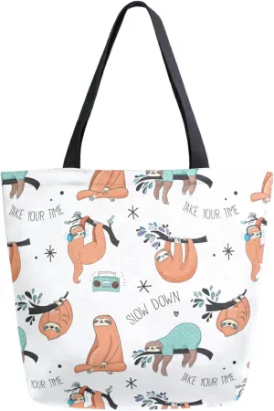 ZZKKO Canvas Tote Grocery Bag Shoulder Casual Book Bag Large for Women Teachers Cotton Bag Shopping Purse Handbag Reusable