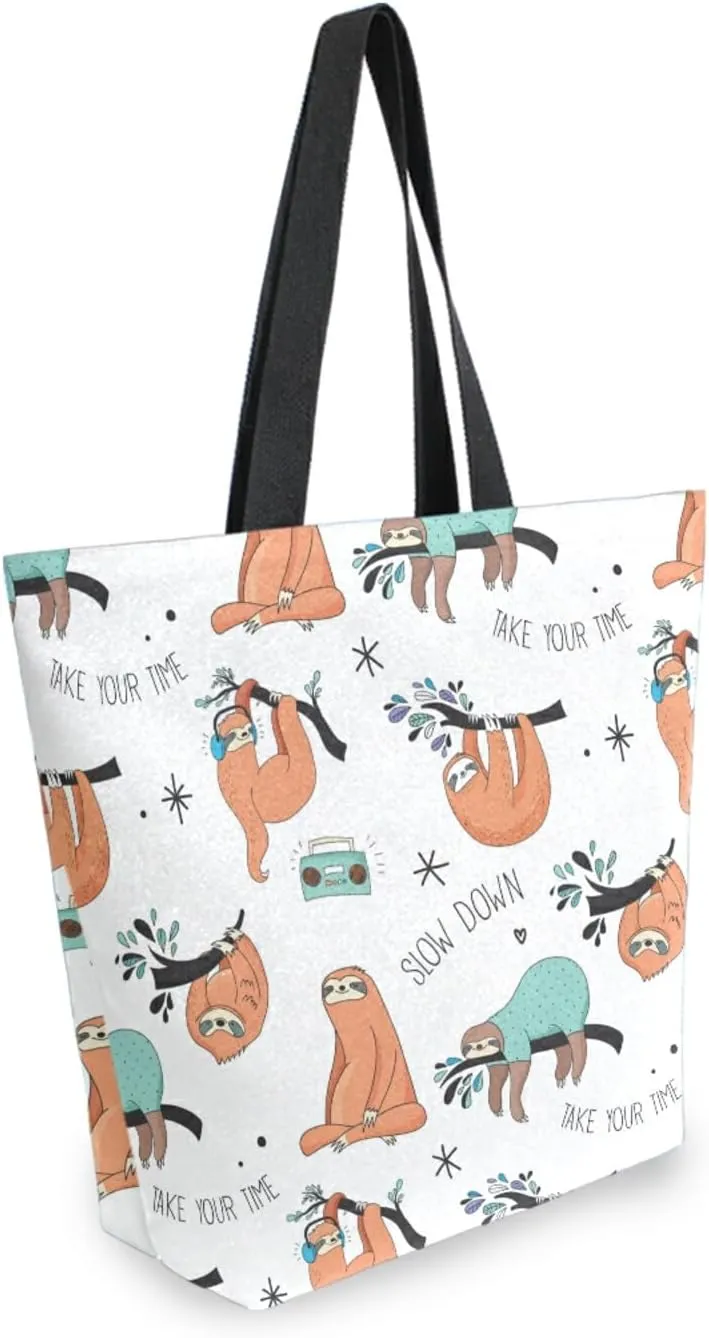 ZZKKO Canvas Tote Grocery Bag Shoulder Casual Book Bag Large for Women Teachers Cotton Bag Shopping Purse Handbag Reusable
